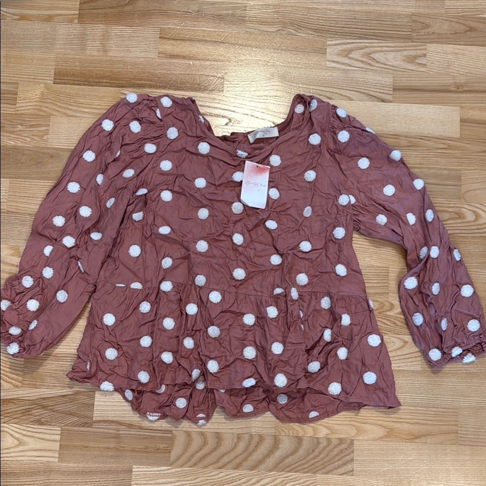 Pink Ruffled Blouse with Peter Pan Collar